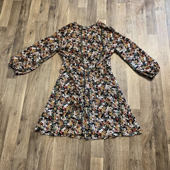 Dex Floral Long Sleeve V-Neck Fit and Flare Dress Size Small - Picture 3 of 8